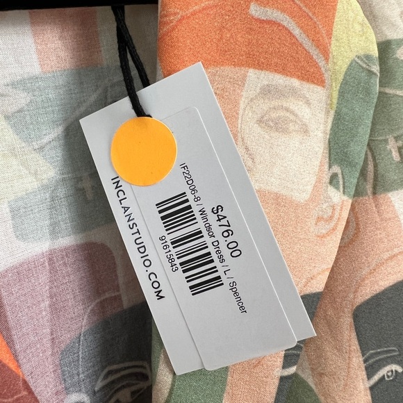 NEW Inclan Studio Windsor 100% Cotton Colorful Abstract Print Shift Dress M & L - Picture 11 of 14